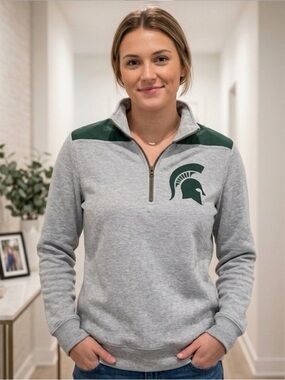 League Collegiate Outfitters Women’s Medium MSU Michigan State 1/4 Zip Top M